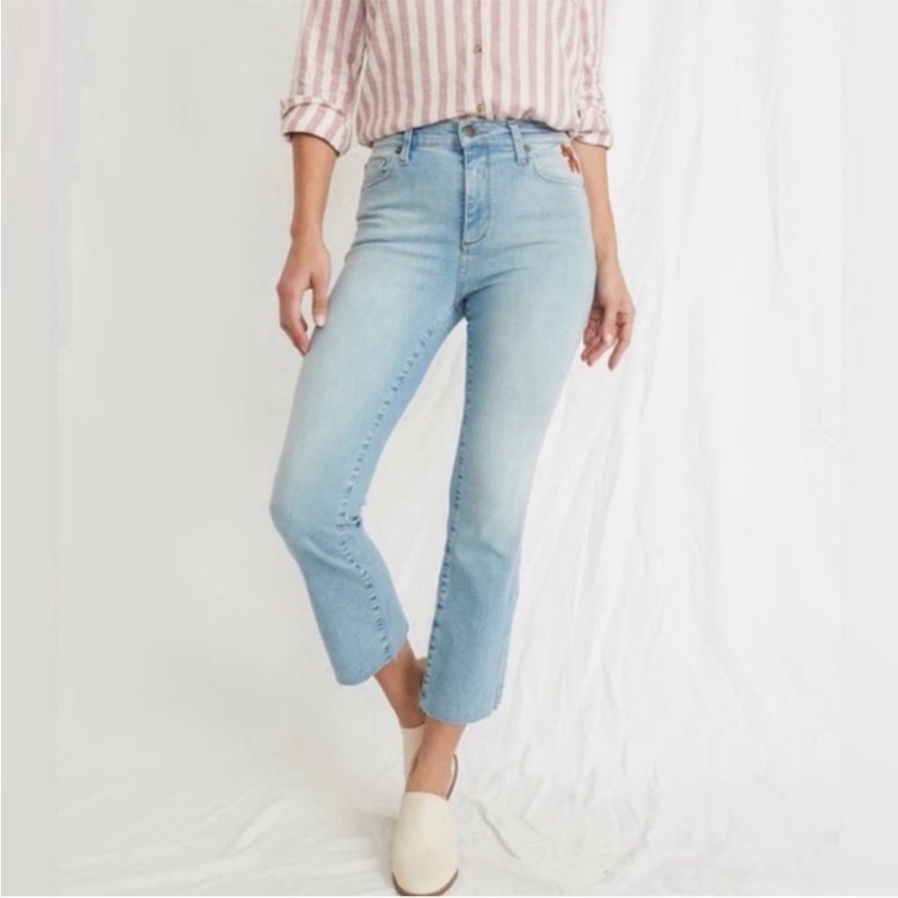 Marine Layer Vintage Straight Kick Flare Jeans Embroidered Light Wash Size 27